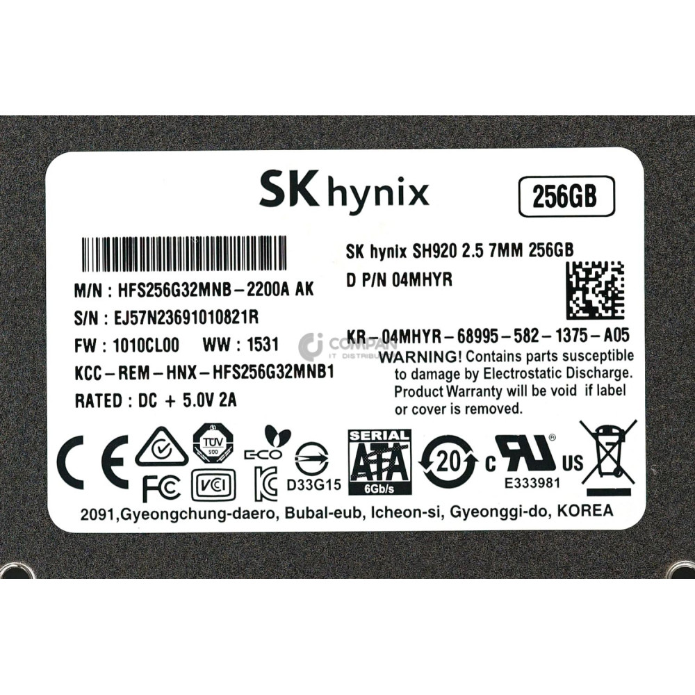 4MHYR DELL SSD 256GB SATA 6G 2.5" SFF HOT-SWAP